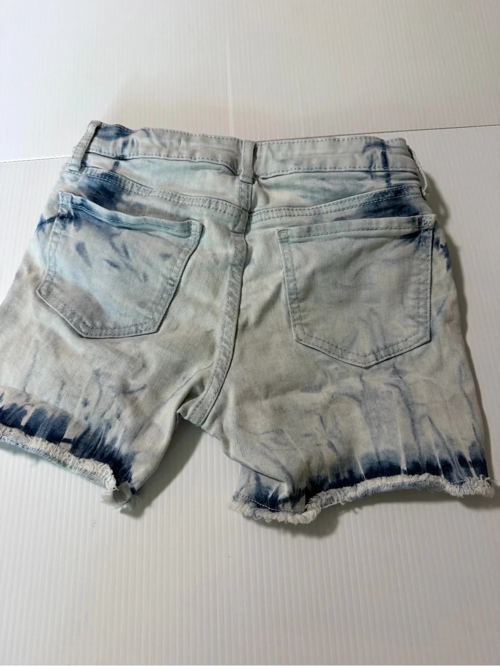 Gap Tie-Dye Denim Shorts Light Blue Navy girls size 12